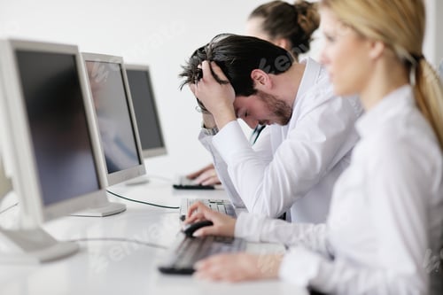 Preview: Portrait Of A Young Business Man Looking Depressed And Worried From Work At Meeting Office Indors