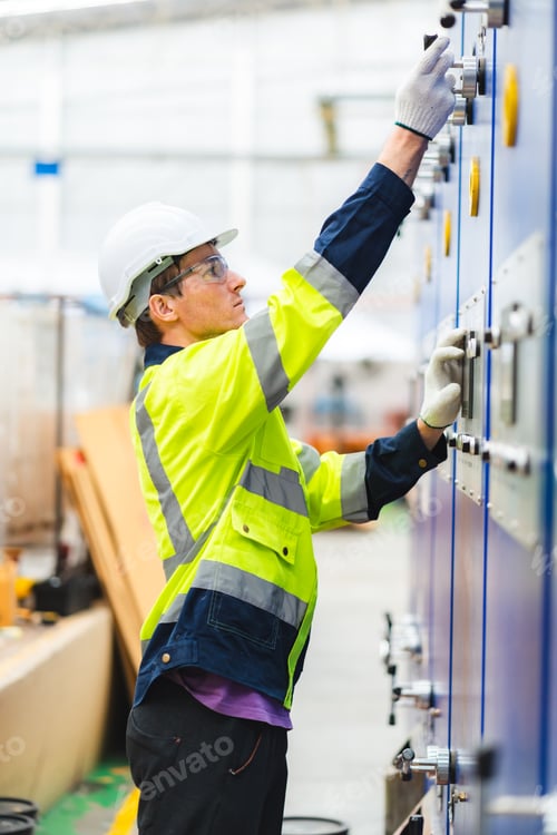 Preview: Electrical engineer inspection control panel and commissioning during pressure steam drum