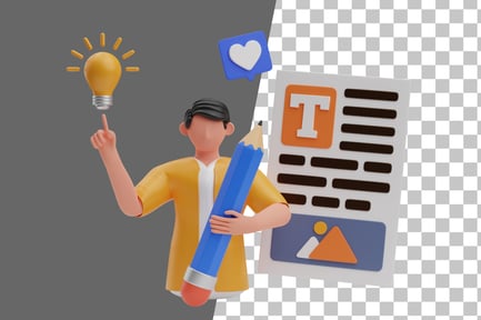 Preview: Content Writing 3D Illustration