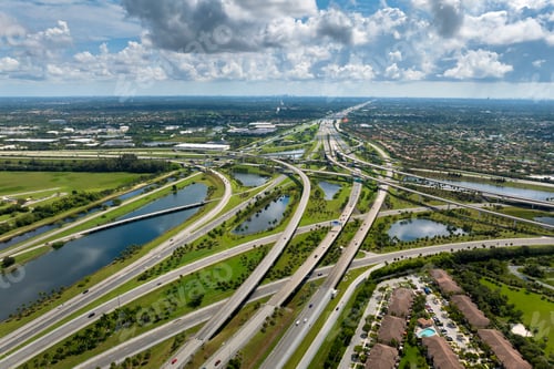 Preview: American highway multilevel road junction in Miami