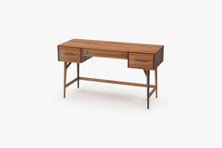 Preview: Wooden Desk with Three Drawers and Tapered Legs