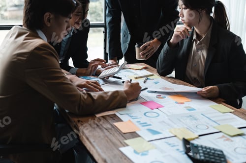 Preview: group of business people brainstorm discussing current finance and economy on company investment