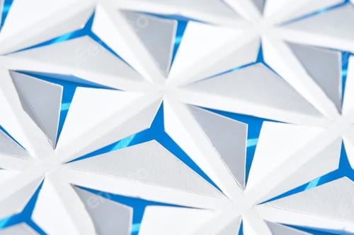 Preview: Abstract geometric background. Triangles cut out in paper. White and blue color.