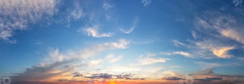 Preview: Sunset cloudy sky with orange sun