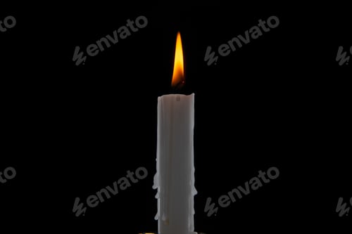 Preview: front view of burning candle on dark surface death palestine war funeral