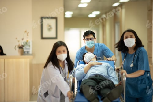 Preview: medical health insurance concept at hospital with doctor team and patient health care