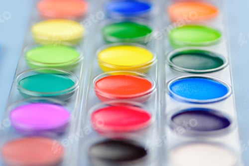 Preview: Watercolor Palette Close Up of Vivid Colors
