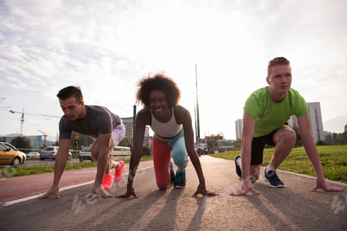 Preview: multiethnic group of people on the jogging
