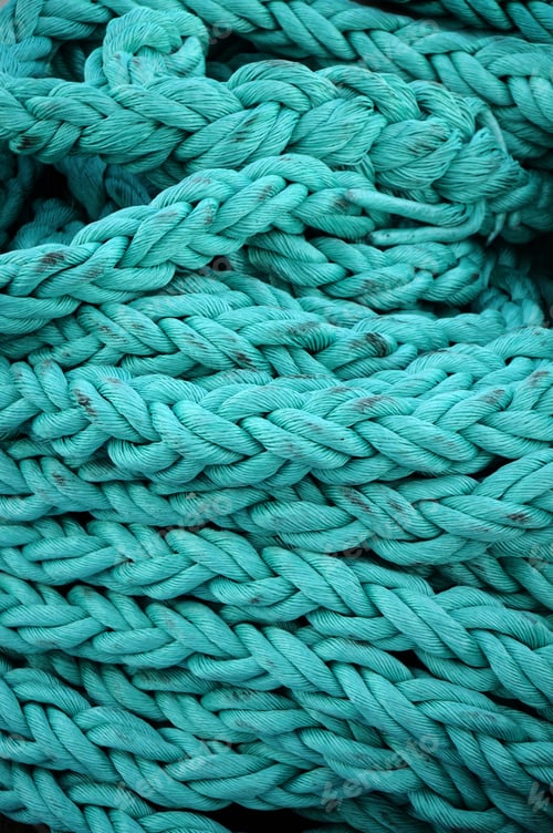 Close Up of Coiled Turquoise Rope