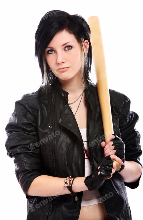 Preview: Young punk girl with baseball bat