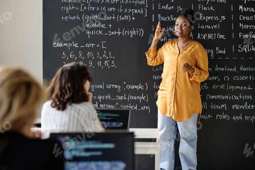 Preview: Teacher teaching IT lesson to students at class