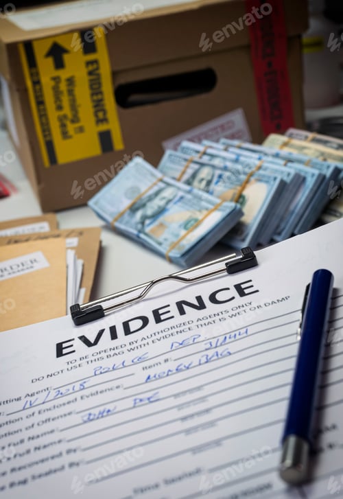 Preview: dollar bills in criminal investigation unit, conceptual image
