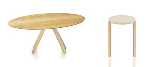 Preview: wooden round table and stool