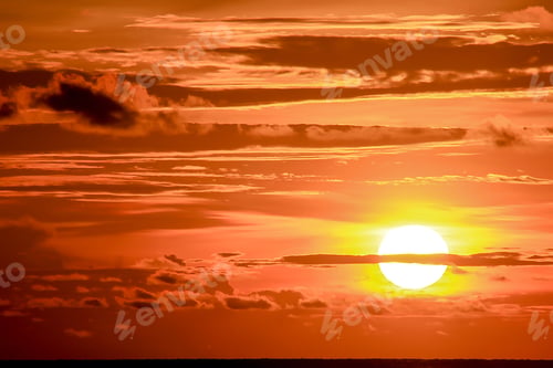 Preview: sunset landscape with orange light in the evening