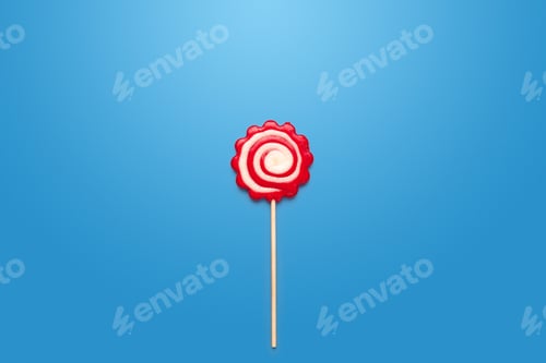 Preview: Colorful candies on table on blue background