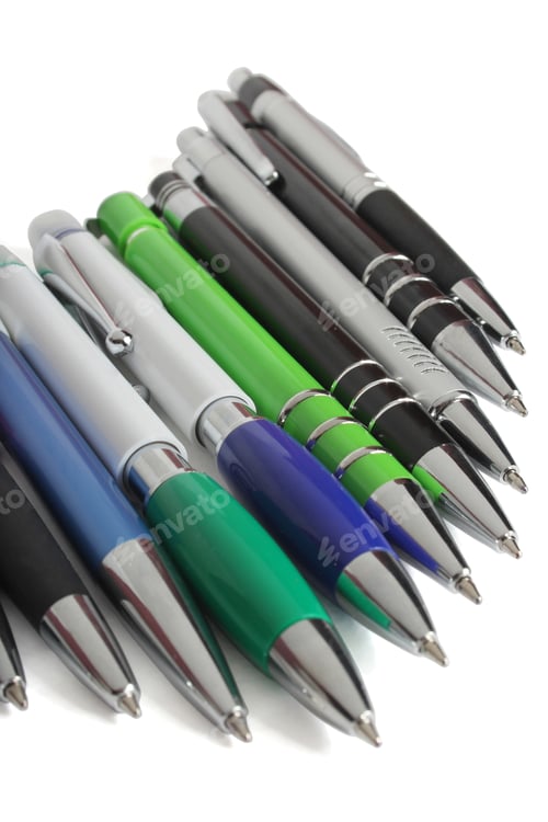 Preview: ballpoint pens on a white background