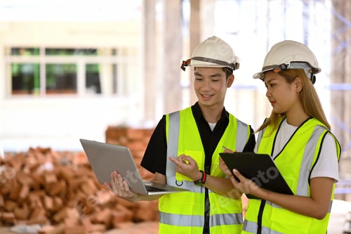 Preview: Female inspectors and architects discuss about construction project.