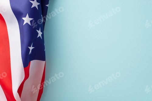 Preview: Public holiday in USA concept. High angle view photo of the flag of United States of America