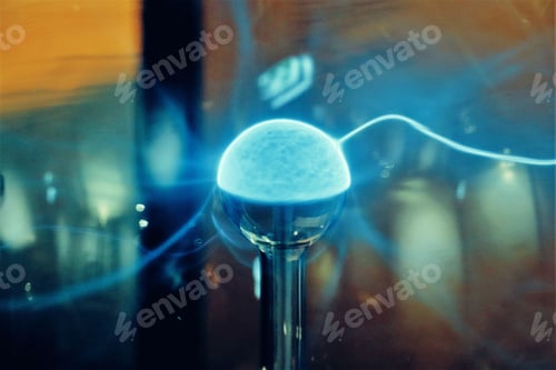 Preview: Closeup of blue rays of a plasma ball