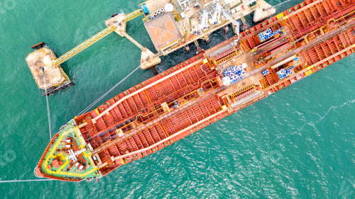 Preview: Oil tanker ship. Red Oil Tanker runing in the ocean sea. petroleum ship transportation