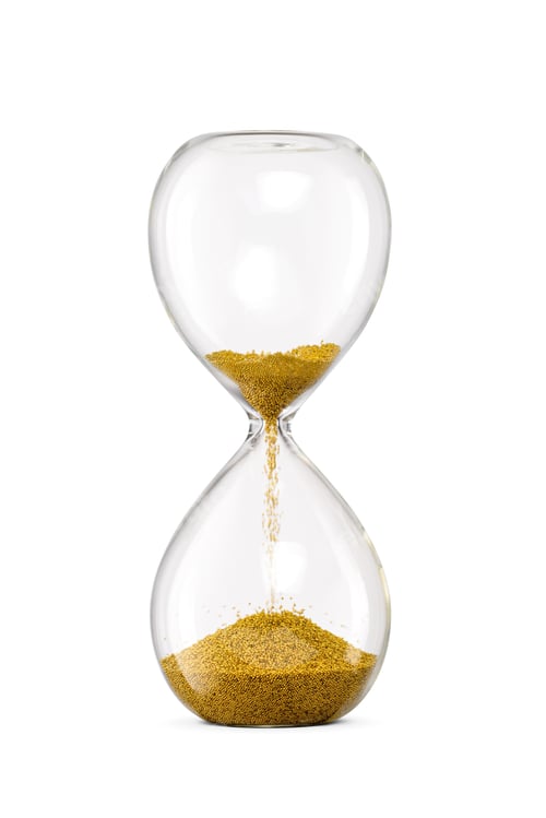Preview: Hourglass with yellow golden sand isolated on white.