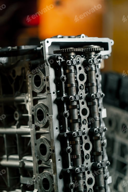 Preview: engine block on the table the mechanic opened the locking valve mechanism Motor capital repair