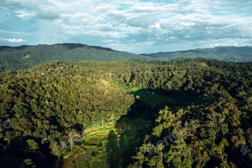 Preview: green mountains and bright sky in the daytime