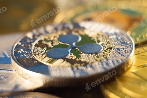 Preview: Closeup shot of a golden Bitcoin cash coin