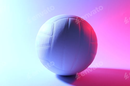 Preview: Volleyball ball on light background in color lights