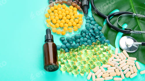 Preview: Alternative Herb Medicine. Bottles And Capsules. Organic Natural . Food Nutrition Healthy And