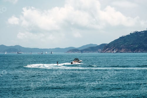 Preview: Weekend or vacation active recreation. Surface water sport. Seascape, landscape. Nature background.