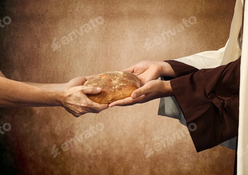 Preview: Jesus gives the bread to a beggar.