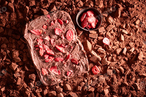 Preview: Sweet strawberry chocolate made of chocolate and dried fruits.