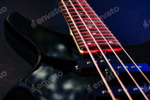 Preview: Electric guitar body in the dark close up