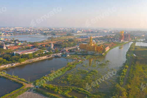 Preview: Temple in Thailand. Thai architecture building. Famous tourist attraction landmark.