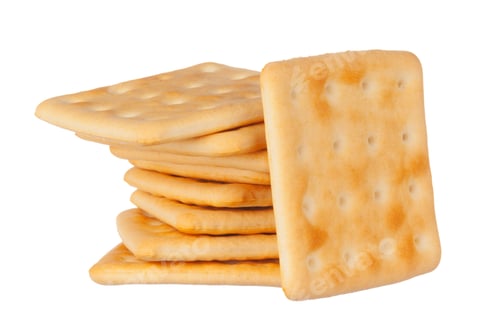 Preview: crackers pile on white background. Close up
