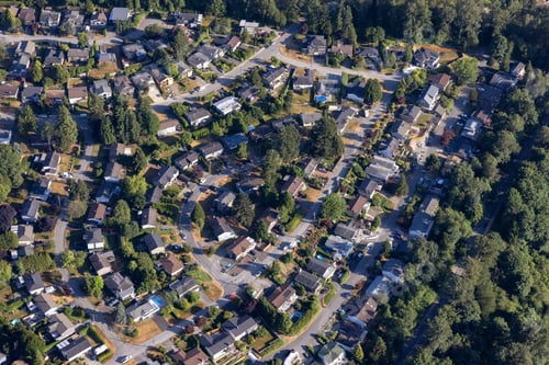 Preview: Aerial View from an Airplane of Residential Homes in Coquitlam