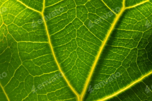 Preview: Micro close up of green leaf and copy space