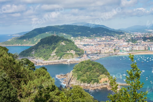 Preview: Aerial view of San Sebastian, Donostia, Spain on a beautiful summer day