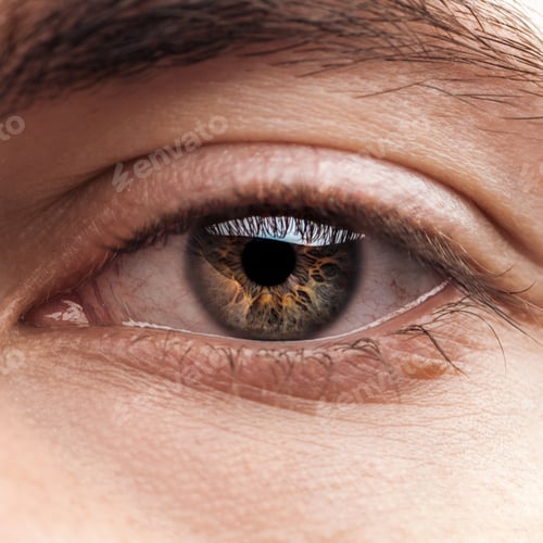 Preview: close up view of human colorful eye with eyelashes
