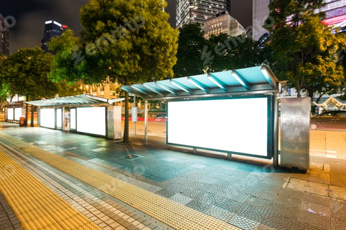 Preview: Blank billboard at night