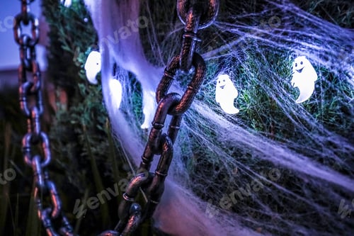 Preview: Halloween Decoration With Ghost Lights And Metal Chain