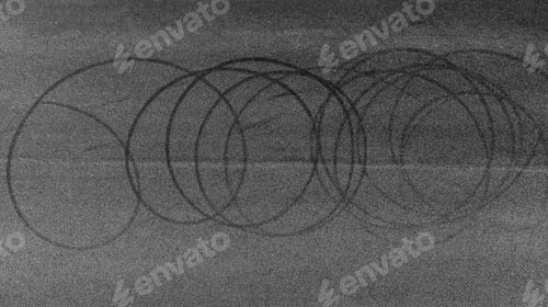 Preview: Aerial view tire track mark on asphalt tarmac road race track texture and background, Abstract.