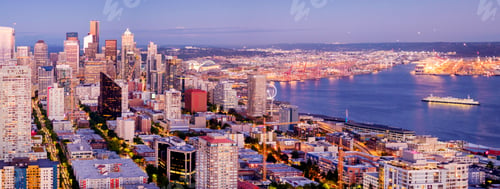 Preview: Seattle cityscape and coastline at dusk