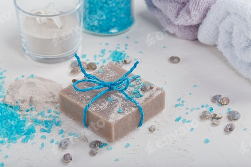 Preview: Cosmetic clay powder, homemade clay soap and blue sea salt