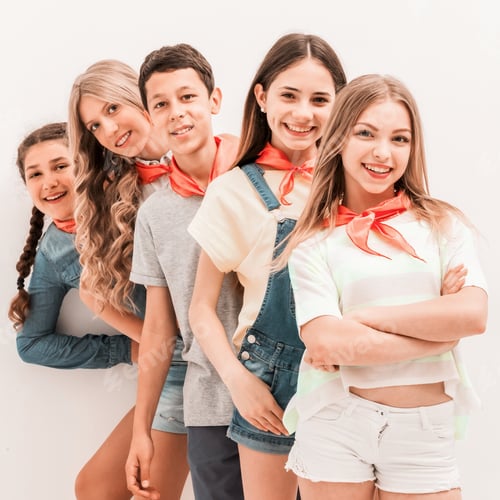Preview: cute teenage children standing one by one