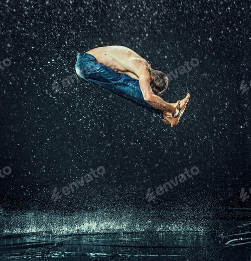 Preview: The male break dancer in water.