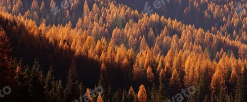 Preview: Shot of the trees in the forest with an orange tone during the fall.