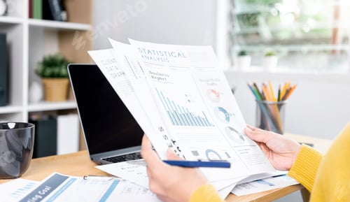 Preview: Businesswoman checking analysis document graph company finance strategy statistics success concept