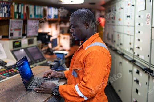 Preview: Marine engineer officer working in engine room